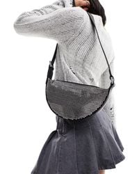 AllSaints - Half Moon Studded Leather Crossbody Bag - Lyst