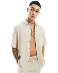 ASOS - Relaxed Linen Blend Shirt With Square Collar - Lyst