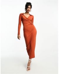 ASOS - Long Sleeve Maxi Dress With Circle Trim - Lyst