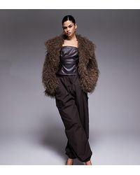 The Frolic - Exclusive Faux Mongolian Fur Oversized Collar Coat - Lyst