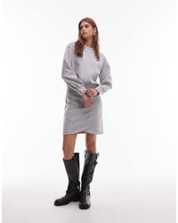 ASOS - Balloon Sleeve Sweat Mini Dress With Wrap Hem - Lyst