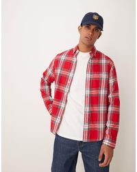 GANT - Camisa Roja A Cuadros De Corte Estándar De Franela De -Rojo - Lyst
