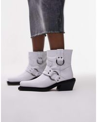 TOPSHOP - Roxy Premium Leather Western Biker Boot - Lyst