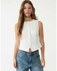 Stradivarius - Crinkle Buttoned Vest Top - Lyst