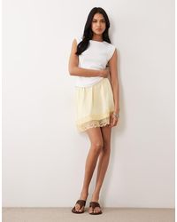 ASOS - Lace Trim Satin Mini Skirt - Lyst