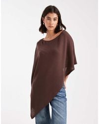 ASOS - Semi-Transparante Asymmetrische Cape Met Gebreide Look En Blote Schouder - Lyst