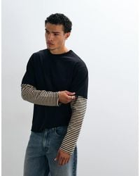 ASOS - Heavyweight Relaxed T-shirt With Striped Double Sleeves - Lyst
