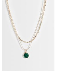 Reclaimed Vintage - Unisex Green Pendant 2 Row Necklace - Lyst