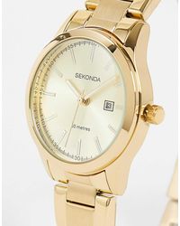 Sekonda - – taylor – analoge damenuhr mit rundem 34-mm-gehäuse aus goldlegierung, armband aus edelstahl - Lyst