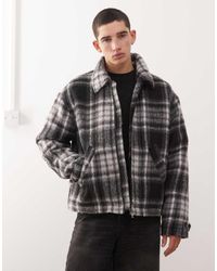 Weekday - Chaqueta A Cuadros Negros De Mezcla De Lana Cepillada De - Lyst