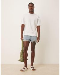 ASOS - Shorter Length Straight Fit Denim Shorts With Rip Detail - Lyst