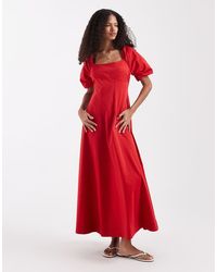 ASOS - Square Neck Structu Cotton Midi Dress With Back Strap - Lyst