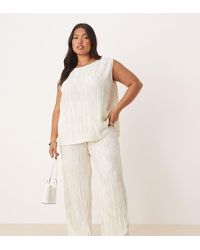 Vila Curve - High Waist Plisse Wide Leg Trouser Co-ord - Lyst