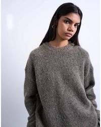 TOPSHOP - Knit Boxy Fluffy Crew Neck Sweater - Lyst