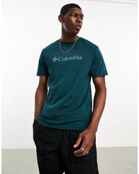 Columbia - Csc - t-shirt color verde-azzurro scuro con logo grande - Lyst