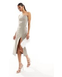 Vesper - Exclusive Strappy Detail Thigh Split Midi Dress - Lyst