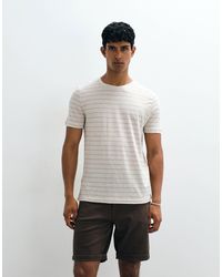 Mango - T-shirt rayé en lin mélangé - beige - Lyst