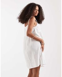 ONLY - Cotton Mini Dress With Lace Detail - Lyst