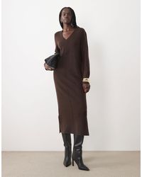 Vila - Strick-maxikleid mit v-ausschnitt - Lyst