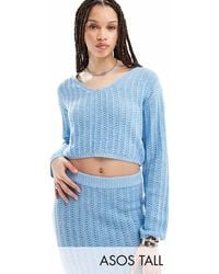 ASOS - Asos design tall – kurzer pullover aus durchbrochenem strickmaterial - Lyst