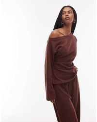 ASOS - Supersoft Corset Waist Off Shoulder Tee - Lyst
