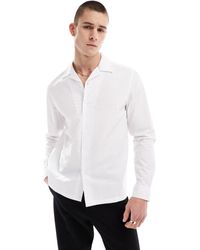 ASOS - Regular Seersucker Shirt With Wide Revere Collar - Lyst
