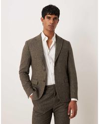SELECTED - Americana Marrón De Tejido Cepillado Mezcla De Lana Reed De - Lyst