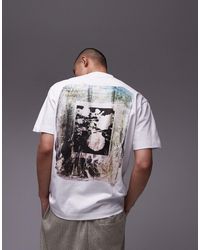 TOPMAN - T-shirt oversize à imprimé fleurs en plastique sur le devant et au dos - Lyst