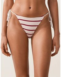 Oysho - Medium-coverage Stripe Crochet Bikini Briefs - Lyst