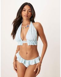 ASOS - Fuller Bust Bobbi Broderie Frill High Apex Triangle Bikini Top - Lyst