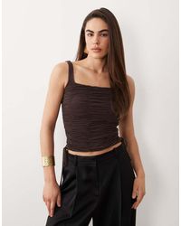 ASOS - Mesh Ruched Soft Square Top With Drawstring Detail - Lyst