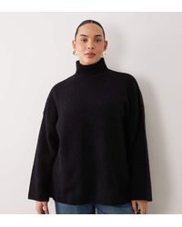 ASOS - Asos Design Curve Relaxed Fluffy Funnel Neck Jumper With Wool - Lyst