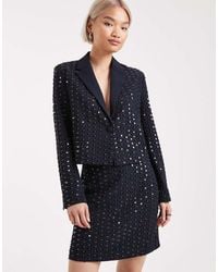 French Connection - Sequin Embellished Cropped Blazer Co-ord - Lyst