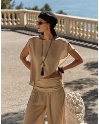 4th & Reckless - Sheer Mesh Asymmetric Hem Cape Beach Top Co-Ord - Lyst