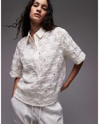 Mango - Top A Maniche Corte All'Uncinetto Con Motivo A Margherite - Lyst