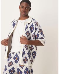 ASOS - Relaxed Knitted Button Through Polo Co-ord With Aztec Pattern - Lyst