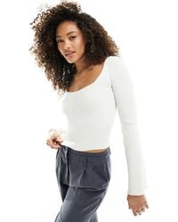 Hollister - Slim Fit Square Neck Jumper With Flute Sleeves - Lyst