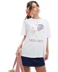 Pieces - Oversized T-shirt With Fresh Fruits Graphic - Lyst