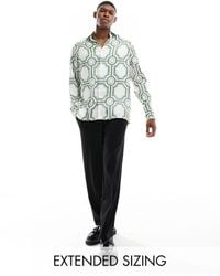 ASOS - – relaxed fit hemd aus satin mit geometrischem print - Lyst