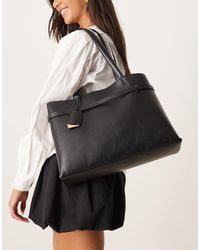 Mango - Faux Leather Buckle Detail City Bag - Lyst