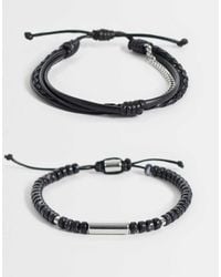 ASOS - 3 Pack Beaded And Puller Rope Chain Bracelet - Lyst