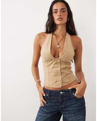 Motel - Estri Faux Suede Halter Top - Lyst