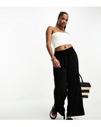 ASOS - Asos Design Petite Tie Belt Wide Leg Trouser Culottes - Lyst