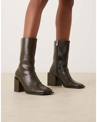 Glamorous - Block Heel Square Toe Boots - Lyst
