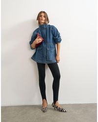 TOPSHOP - Denim Oversized Jacket With Elasticated Waist Detail - Lyst