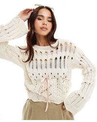 Miss Selfridge - – langärmliger häkel-pullover - Lyst