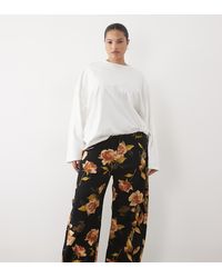 ASOS - Asos Design Curve Printed Barrel Leg Trouser - Lyst