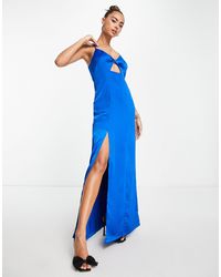 Vero Moda - X Victoria Waldue Satin Cut Out Cami Maxi Dress With Thigh Split - Lyst
