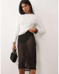 ASOS - Midi Rok Van Doorschijnend Mesh - Lyst