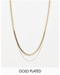 Pieces - Collar con 2 cadenas chapadas en oro - Lyst